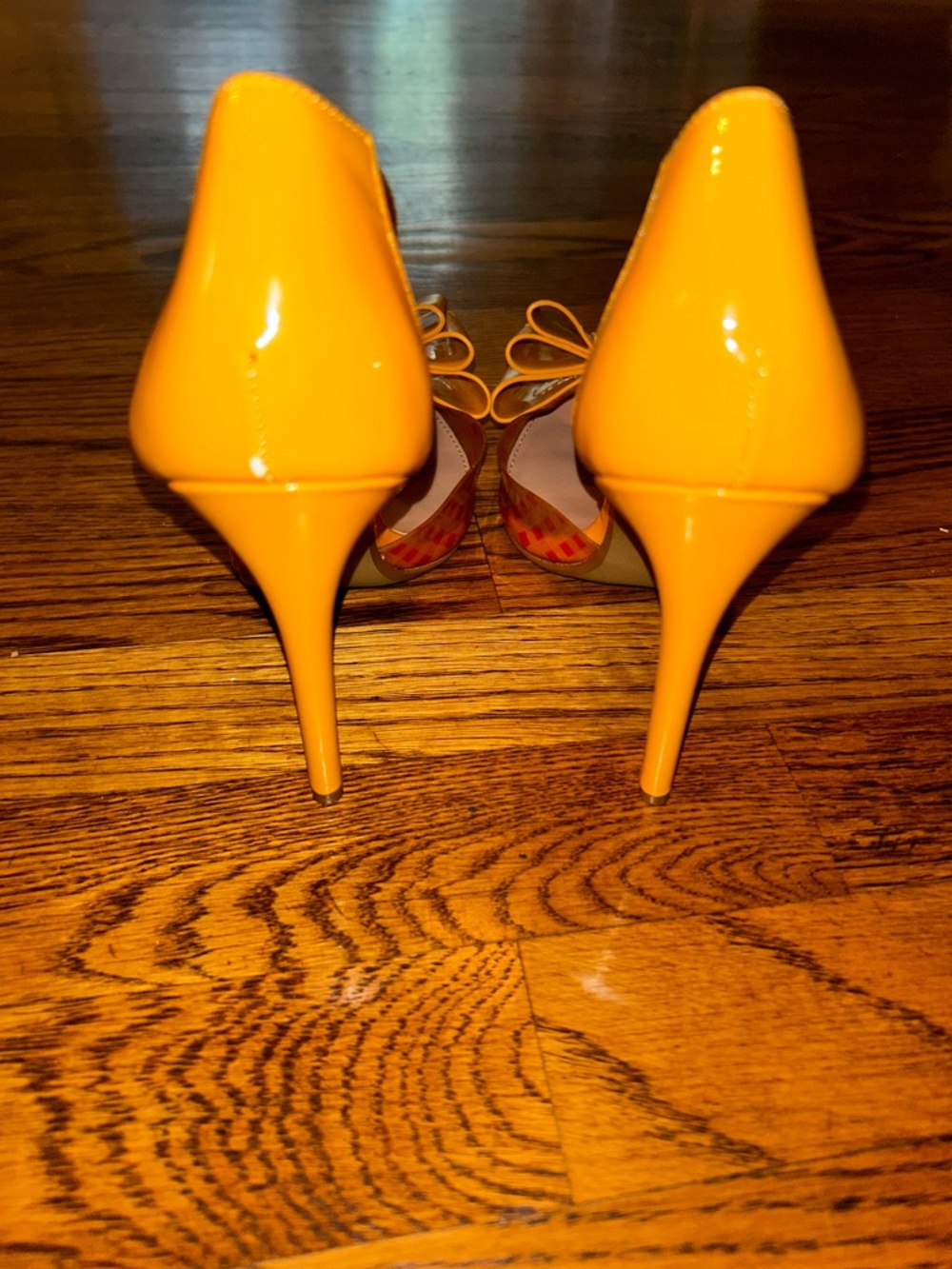 Betsey Johnson Yellow Patent Pointed-Toe Bow Pumps - Picture 5 of 8